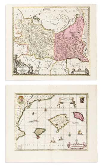 (SCHENK & VALK); after Johannes Janssonius. Group of 6 double-page engraved maps with fine original hand-color.